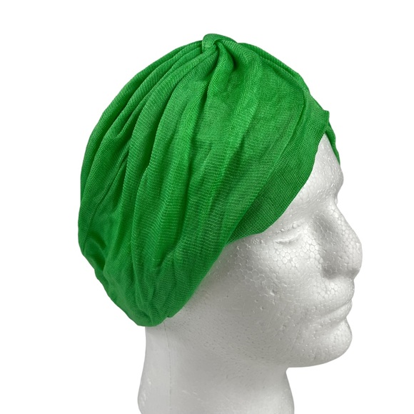 Vintage Turban Hair Wrap Green Union Made USA 1950s OSFA Hat Cap Ladies Woman’s - Picture 9 of 13